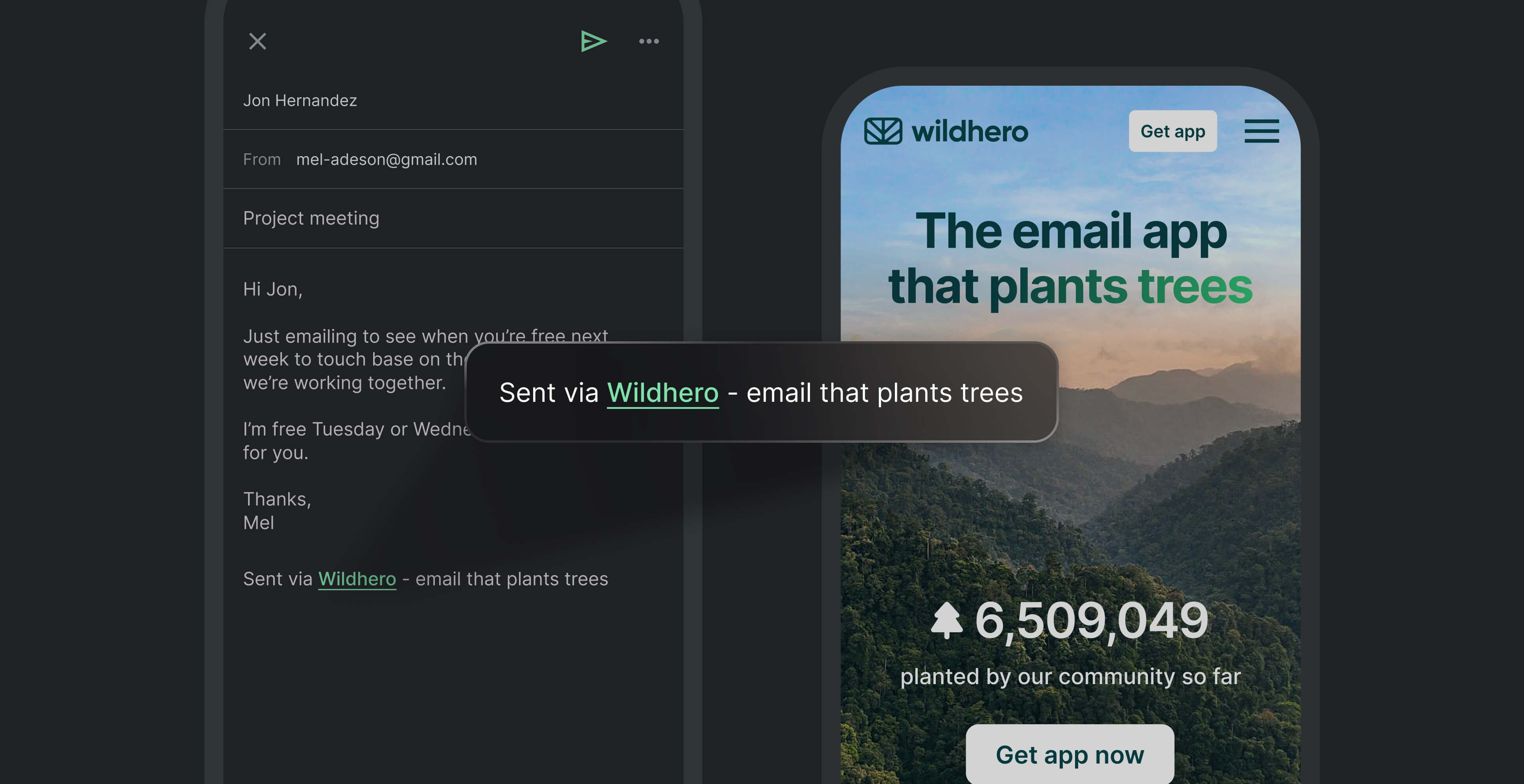 image of mail app Wildhero, plant trees with your emails